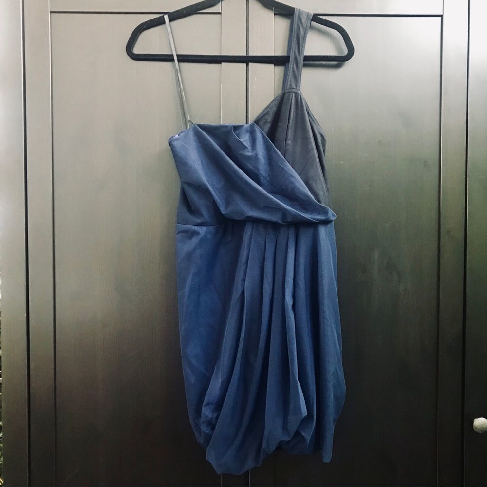 Vena Cava for Aqua Blue / Black Mesh One Shoulder Draped Mini Dress Size Large